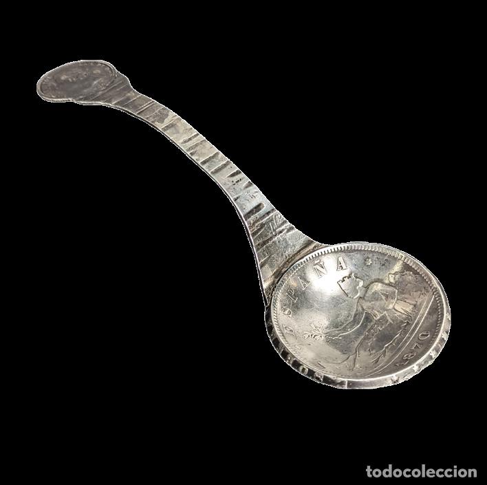 Appareil photos: Cuchara de plata hecha con monedas Espa&ntilde;olas del 1870 32g