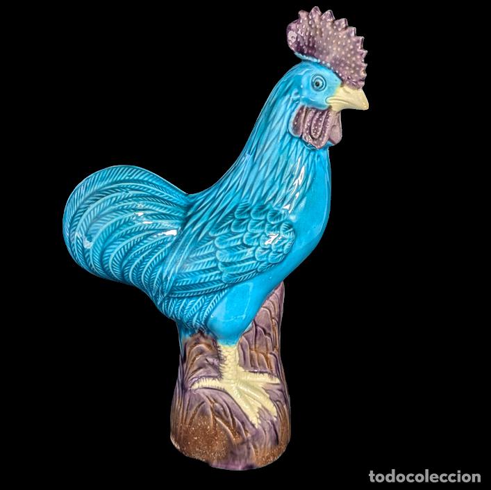 C&aacute;mara de fotos: Gallo Chino de porcelana esmaltada en azul c.1950
