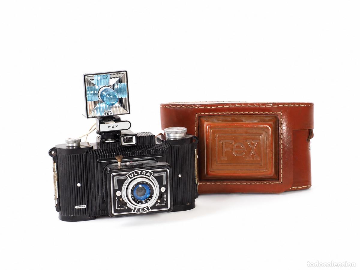 C&aacute;mara de fotos: C&aacute;mara Ultra FEX Himalaya con flash original y funda &ndash; Francia (1957-1959)