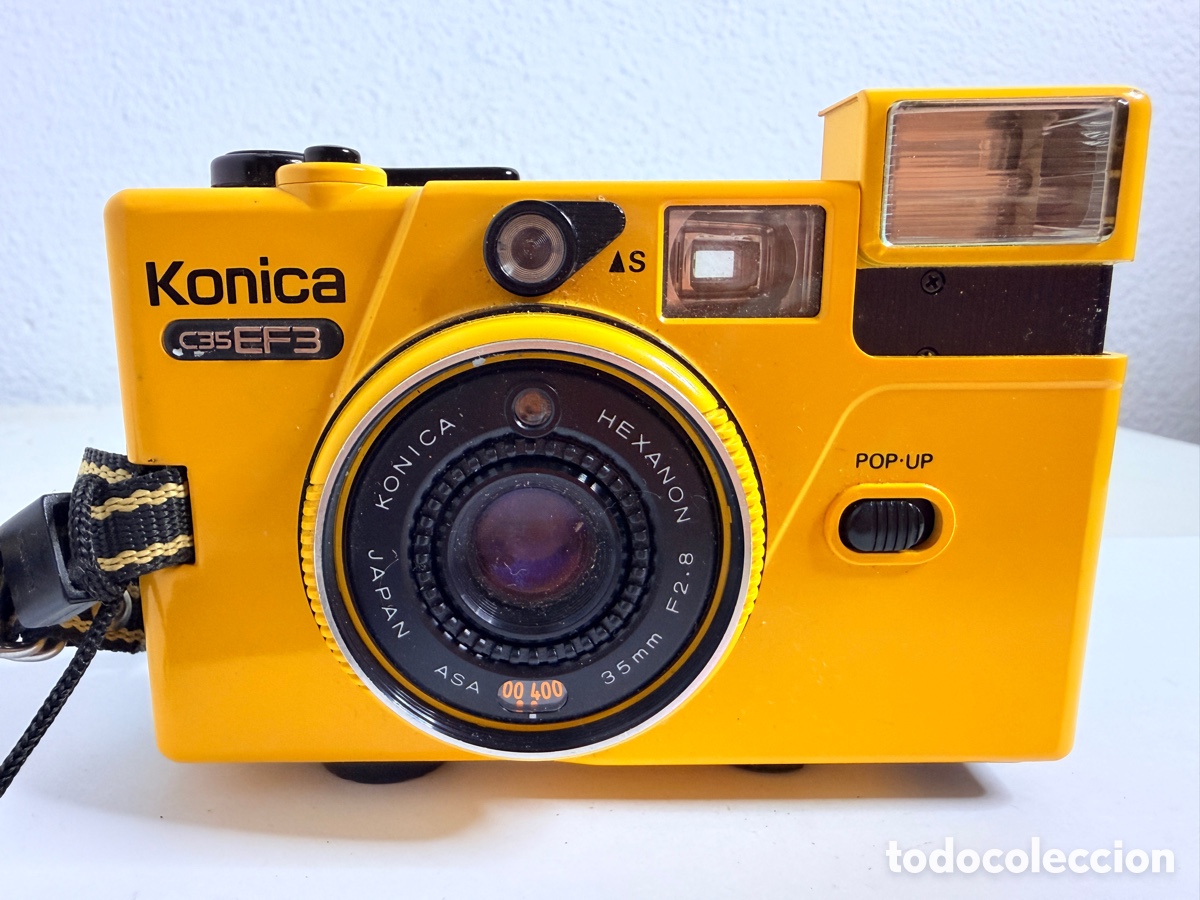 C&aacute;mara de fotos: Rare Yellow Konica C35 EF3 Point & Shoot 35mm Film Camera Japan Pop Design
