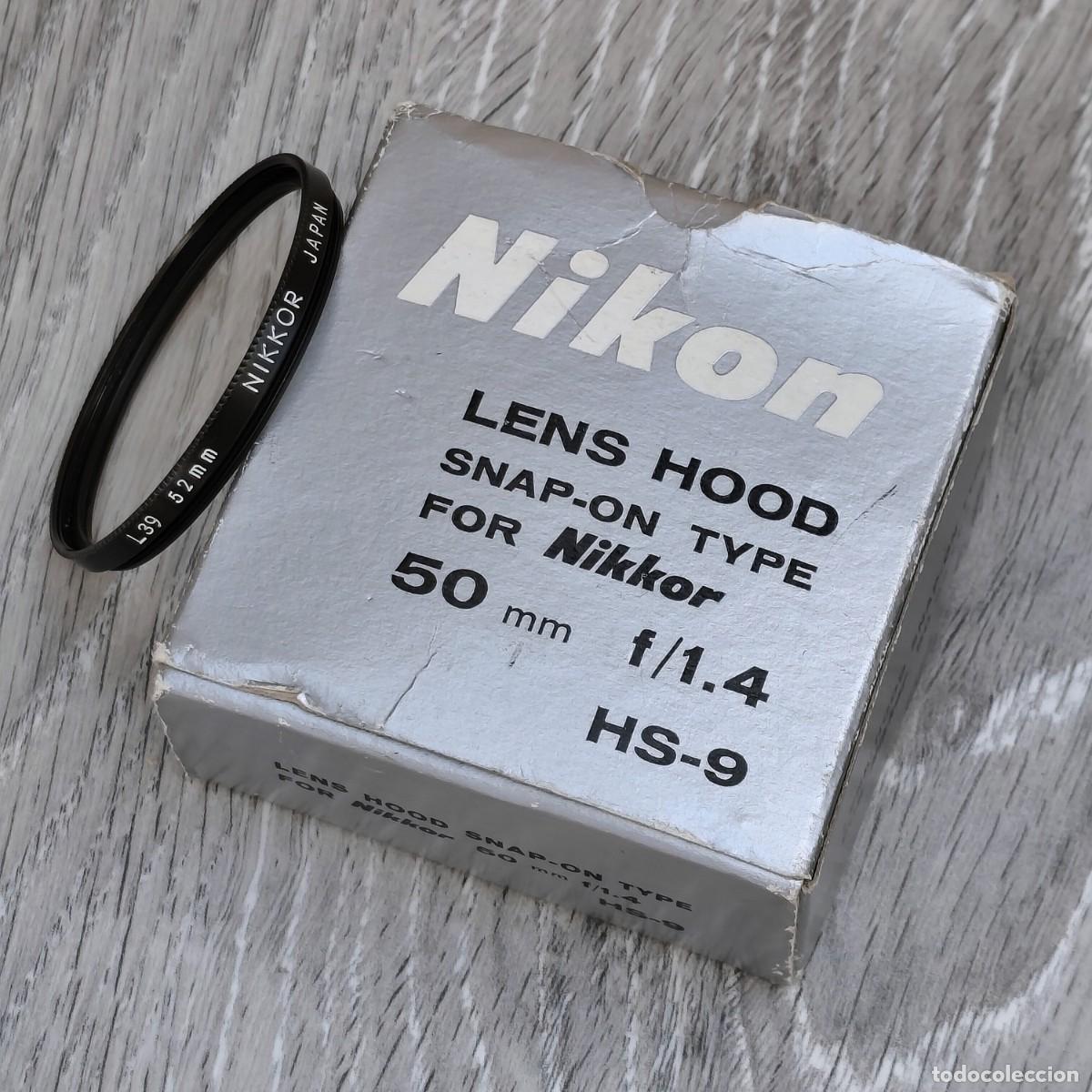 C&acirc;maras de fotos: Lote Nikon Filtro UV L39 52mm y Parasol HS-9 Nikkor