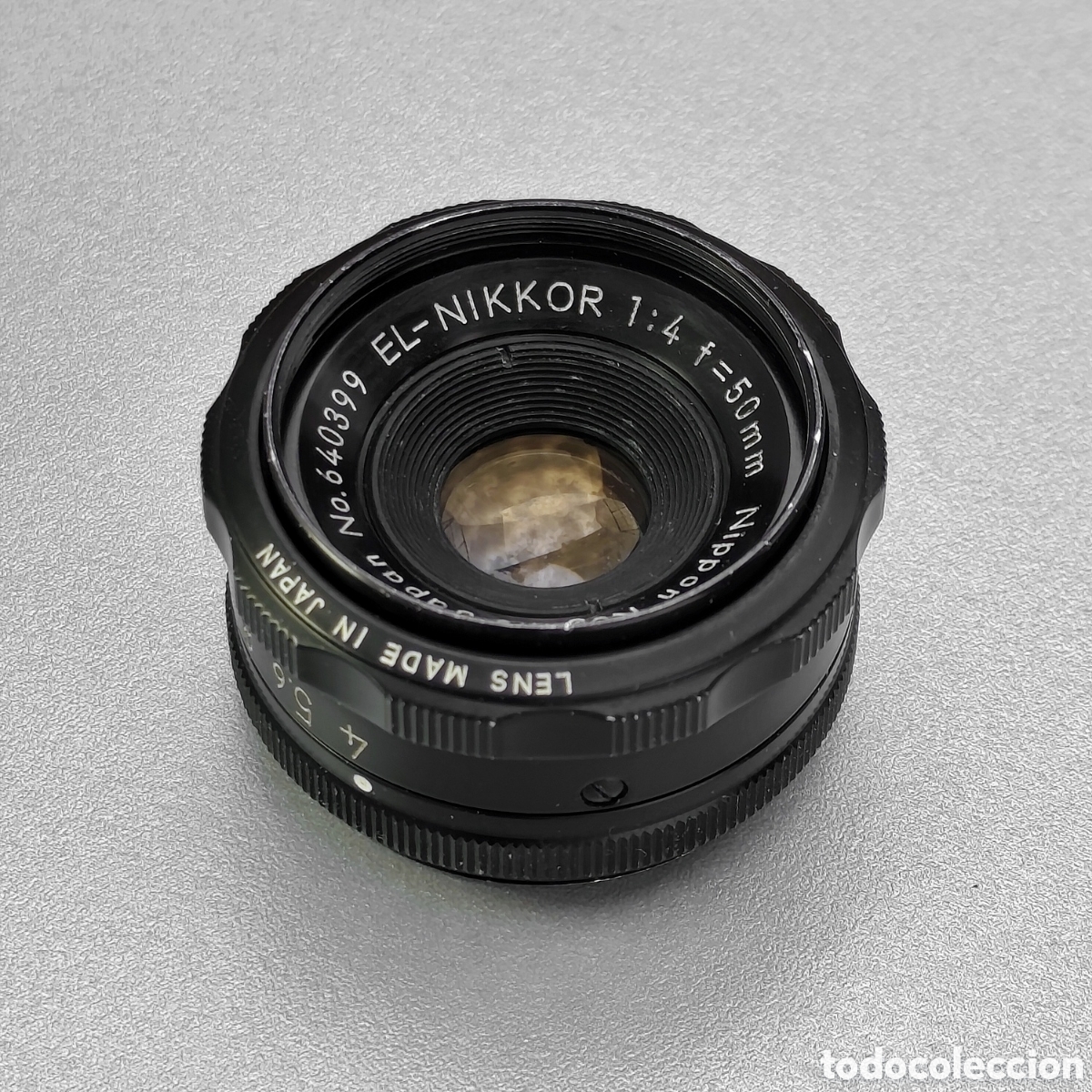 C&aacute;mara de fotos: Objetivo EL-Nikkor 1:4 f=50mm Nippon Kogaku Japan