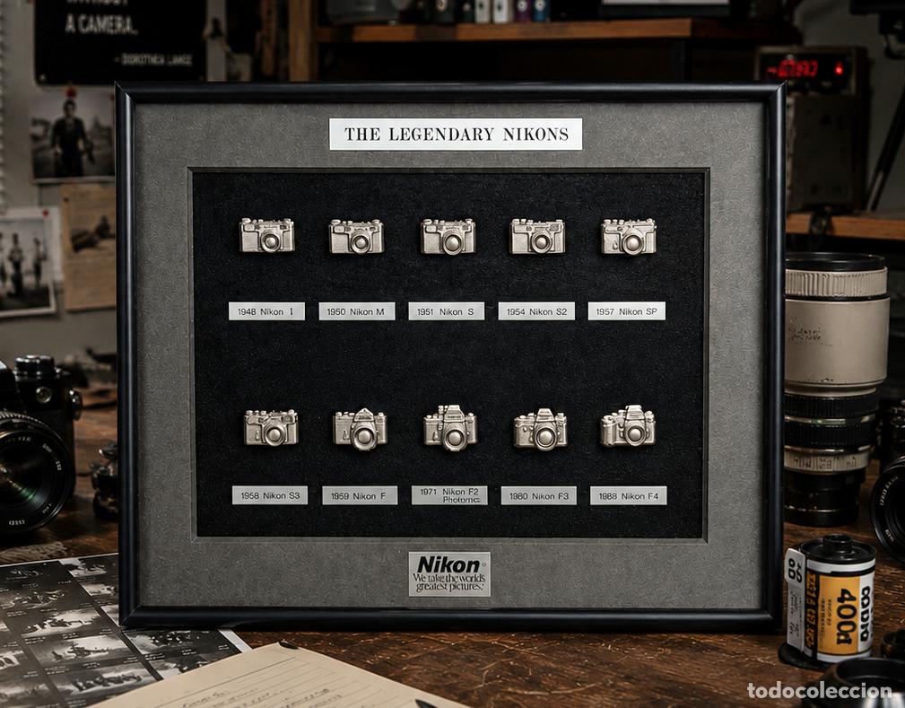 C&aacute;mara de fotos: Vintage Nikon Collector Display Frame &ndash; The Legendary Nikons Camera Evolution Plaque