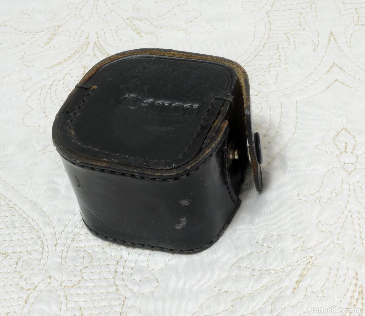 C&aacute;mara de fotos: Peque&ntilde;o estuche r&iacute;gido de cuero negro Canon, vintage