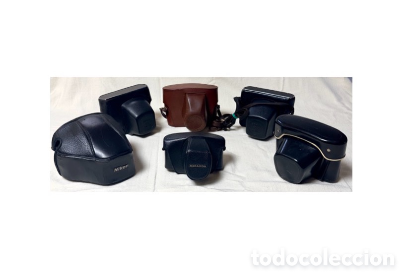 C&aacute;mara de fotos: Lote de 6 fundas de cuero vintage para c&aacute;maras fotogr&aacute;ficas.