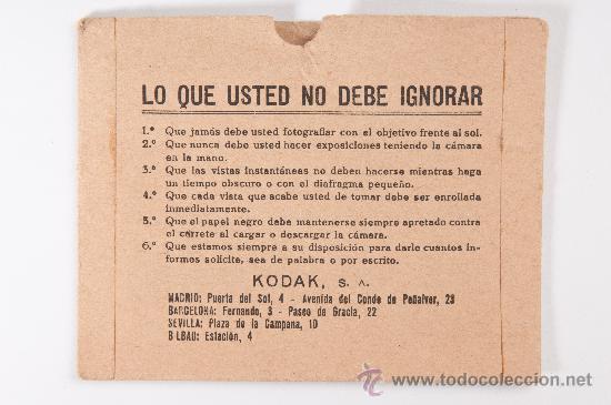 C&aacute;mara de fotos: SOBRE DE KODAK, PARA CLISES DEFECTUOSOS Y EXPLICACIONES DE LOS FRACASOS - Foto 2