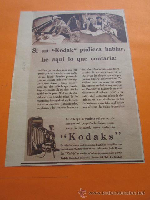 PUBLICIDAD 1930 - COLECCION CAMARAS - KODAK KODAKS (Cámaras Fotográficas - Catálogos, Manuales y Publicidad)