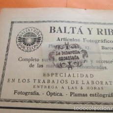 Cámara de fotos: PUBLICIDAD 1930 - BALTA Y RIGA ARTICULOS FOTOGRAFICOS BARCELONA