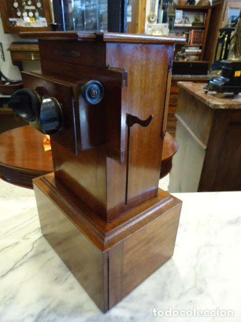 Photo camera: Estereoscopio antiguo Victoriano, en caoba, finales s XIX, con 504 fotos estereoscopicas