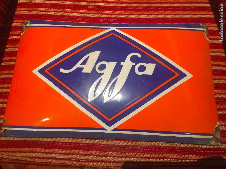 C&aacute;mara de fotos: cartel de chapa agfa, antiguo - Foto 1