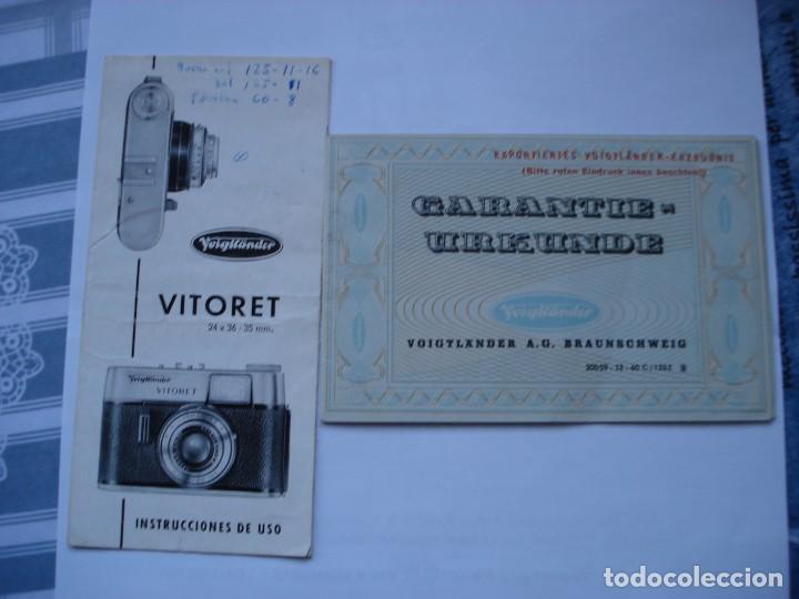 GUIA Y GARANTIA ANTIGUAS CAMARA VITORET (Cámaras Fotográficas - Catálogos, Manuales y Publicidad)