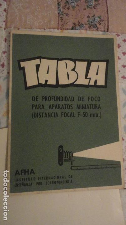 C&acirc;maras de fotos: AFHA.TABLA DE PROFUNDIDAD DE FOTO APARATOS MINIATURA.DISTANCIA FOCAL F-50MM BARCELONA.
