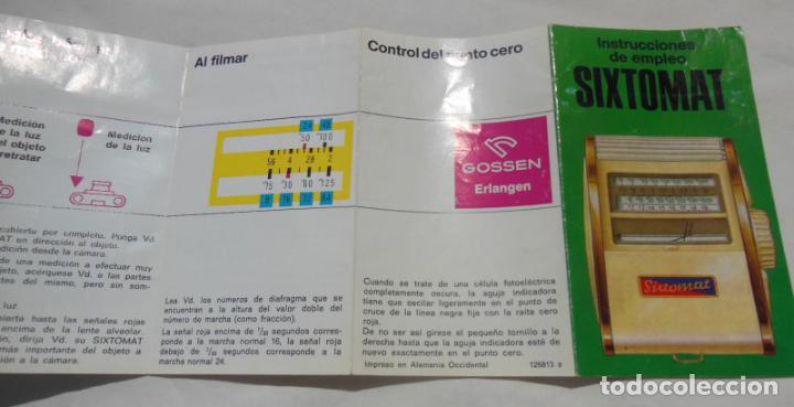 Photo camera: SIXTOMAT. Instrucciones de empleo. GOSSEN ERLANGEN