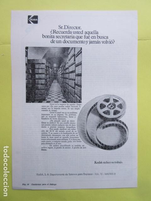 C&aacute;mara de fotos: PUBLICIDAD 1973 - KODAK - Foto 1