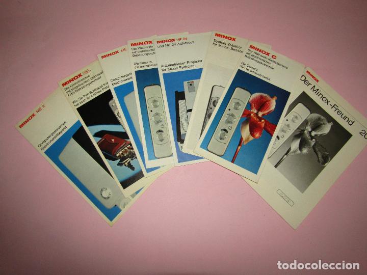 ANTIGUO LOTE DE CATÁLOGOS PUBLICITARIOS DE CÁMARAS FOTOGRÁFICAS MINOX - AÑOS 1970S. (Cámaras Fotográficas - Catálogos, Manuales y Publicidad)