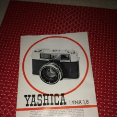 Cámara de fotos: YASHICA LYNX 1,8 - DESPLEGABLE PUBLICITARIO - 8 PÁGINAS - AÑOS 60. Lote 274907548