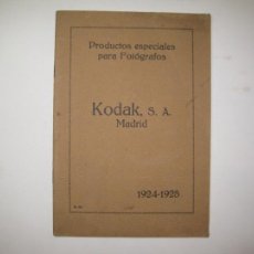Cámara de fotos: KODAK S.A. MADRID-PRODUCTOS PARA FOTOGRAFOS-AÑO 1924 1925-CATALOGO PUBLICIDAD-VER FOTOS-(K-6473). Lote 335346088