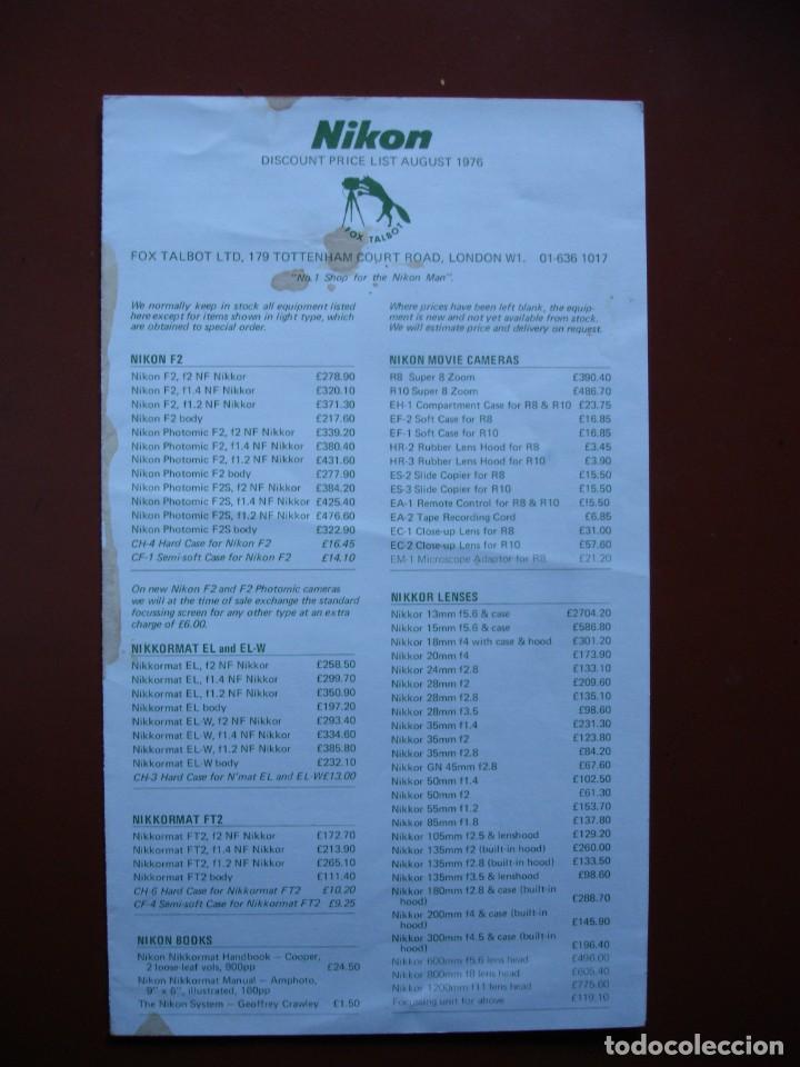C&aacute;mara de fotos: LISTA PRECIOS NIKON 1976 DE FOX TALBOT.DIPTICO - Foto 1