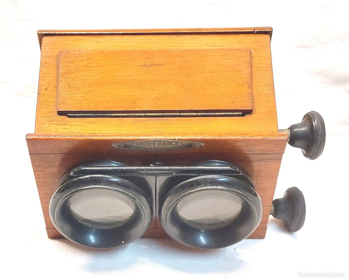 Fotokamera: Unis Visor Esterosc&oacute;pico madera de Caoba S XIX, Completo todo de Origen, Buen Estado