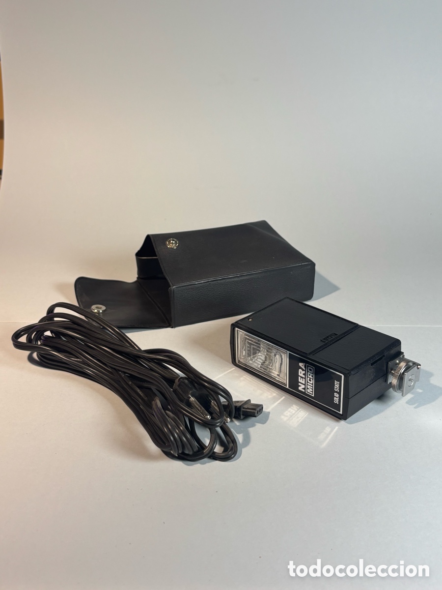 C&aacute;mara de fotos: Flash vintage NERA MICRO Solid State con funda original y cable - Foto 1