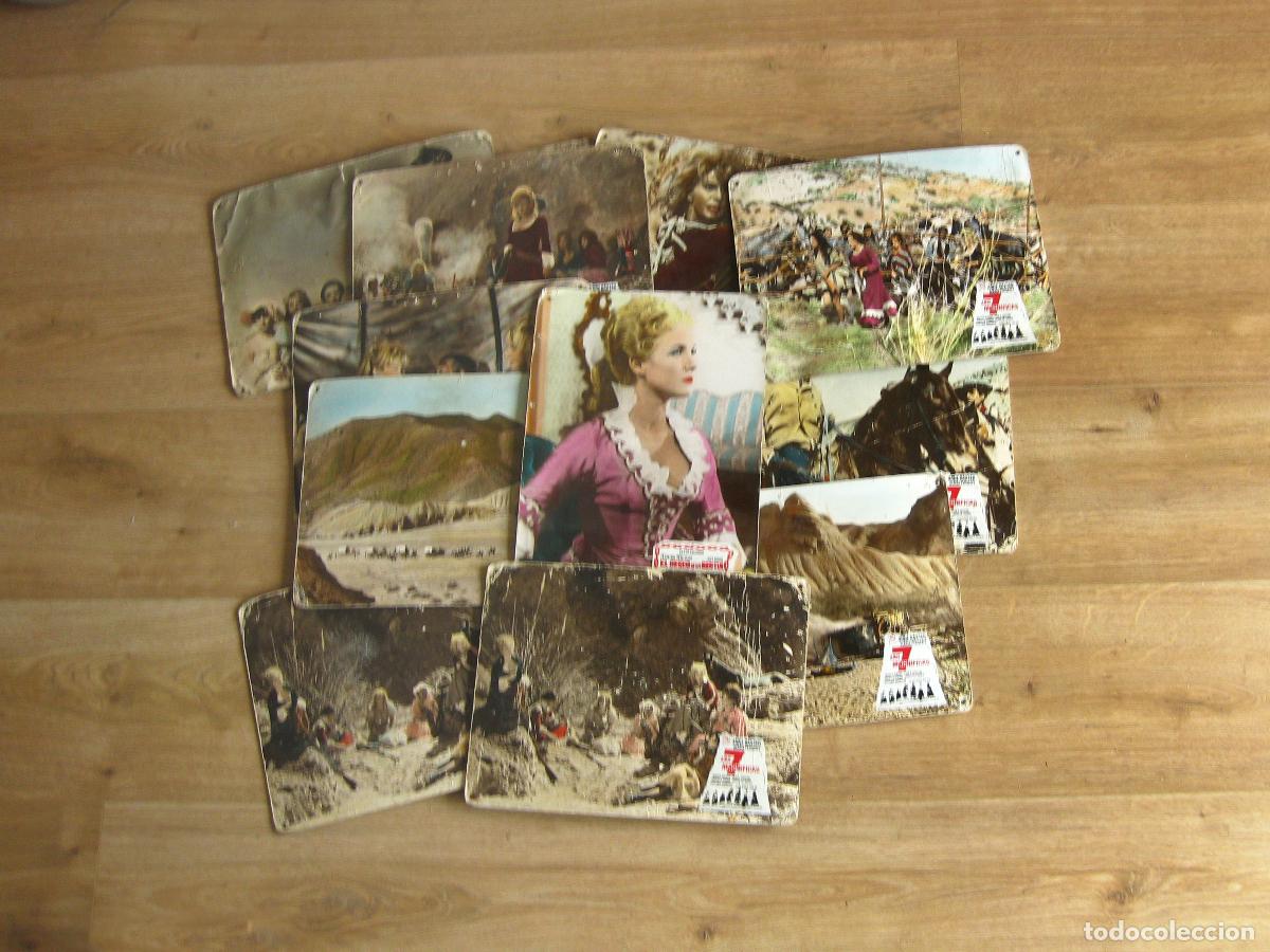 C&acirc;maras de fotos: LOTE DE 12 CARTELAS DE CINE DE LA PEL&Iacute;CULA LAS 7 MAGNIFICAS. CARTONES. FOTOCROMOS. WESTERN.