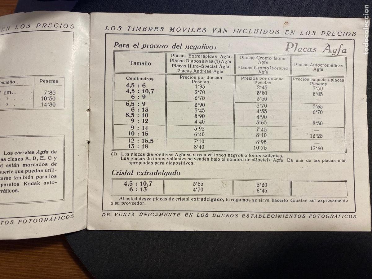 C&aacute;mara de fotos: CATALOGO TARIFA PRECIOS AGFA . 1 de marzo 1929 - Foto 2