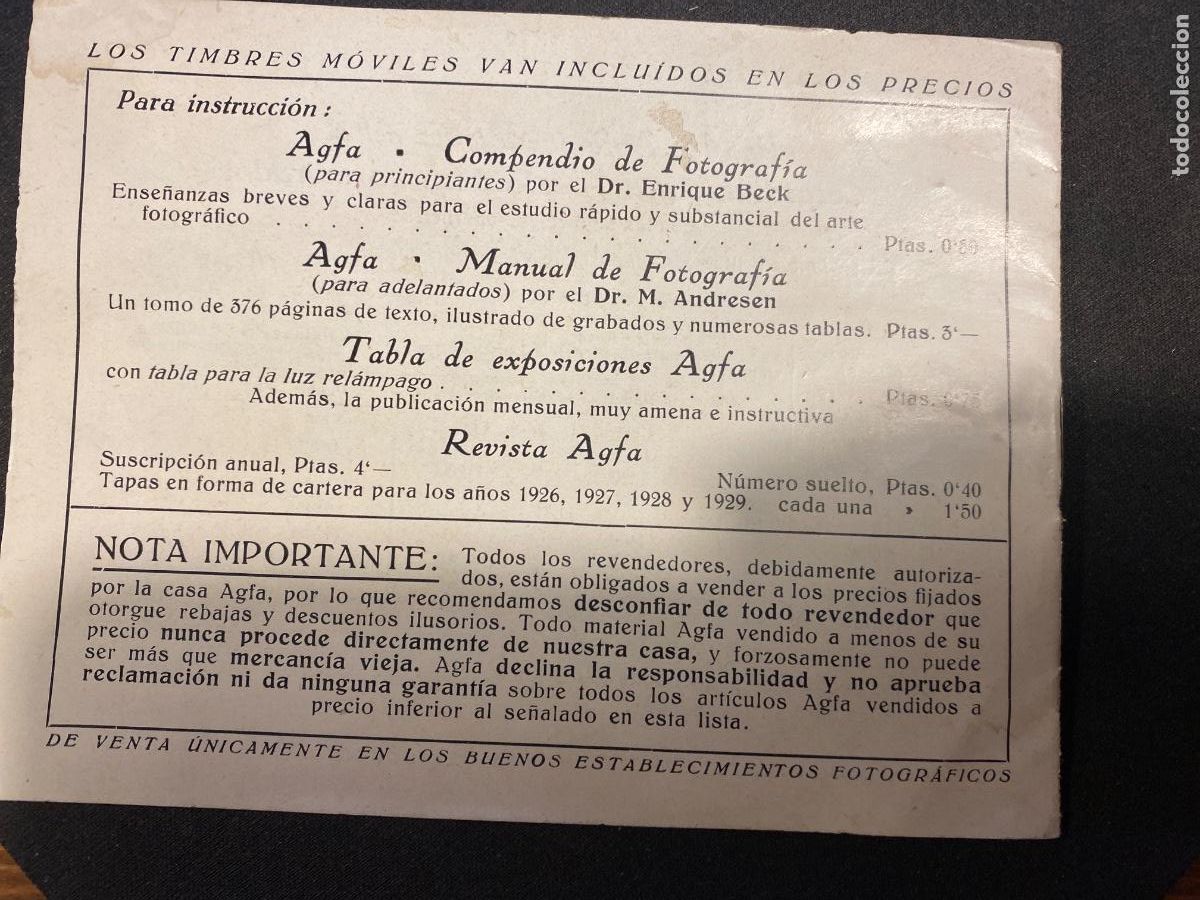 C&aacute;mara de fotos: CATALOGO TARIFA PRECIOS AGFA . 1 de marzo 1929 - Foto 4