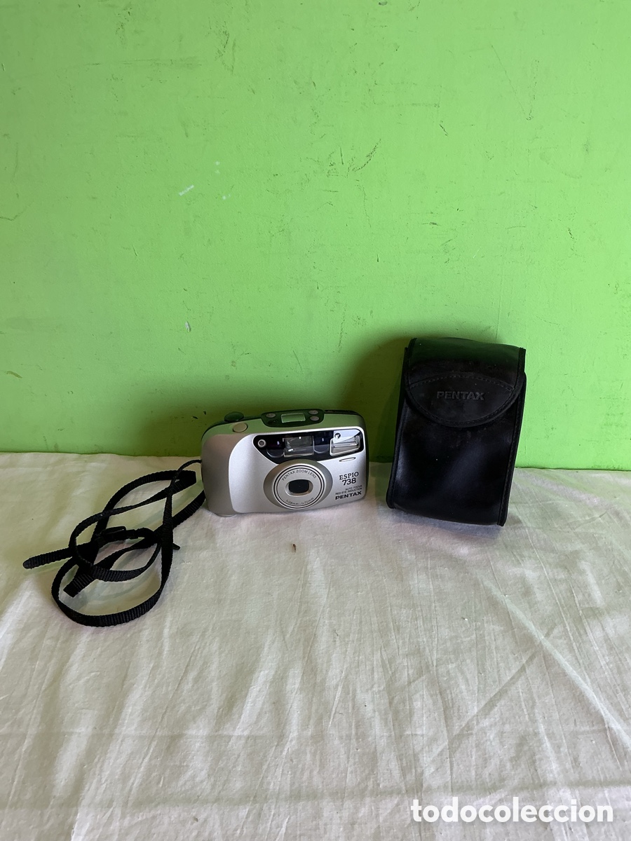 C&aacute;mara de fotos: C&aacute;mara compacta anal&oacute;gica Pentax Espio 738 con funda original &ndash; colecci&oacute;n fotograf&iacute;a vintage