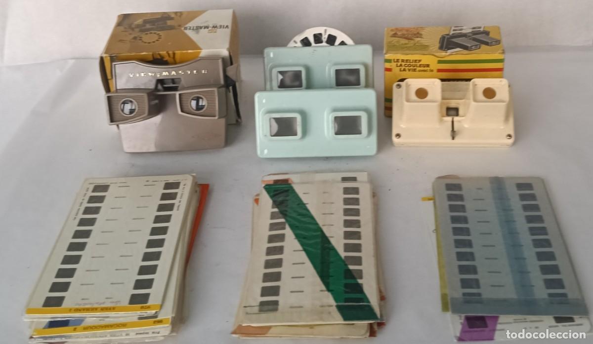 C&aacute;mara de fotos: LOTE DE 4 VISORES ESTEREOSCOPICOS Y 33 PLACAS DE IMAGENES