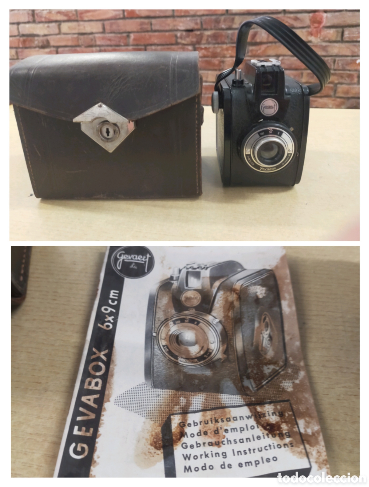 C&aacute;mara de fotos: C&aacute;mara Gevaert Gevabox Vintage, funda y manual de instrucciones