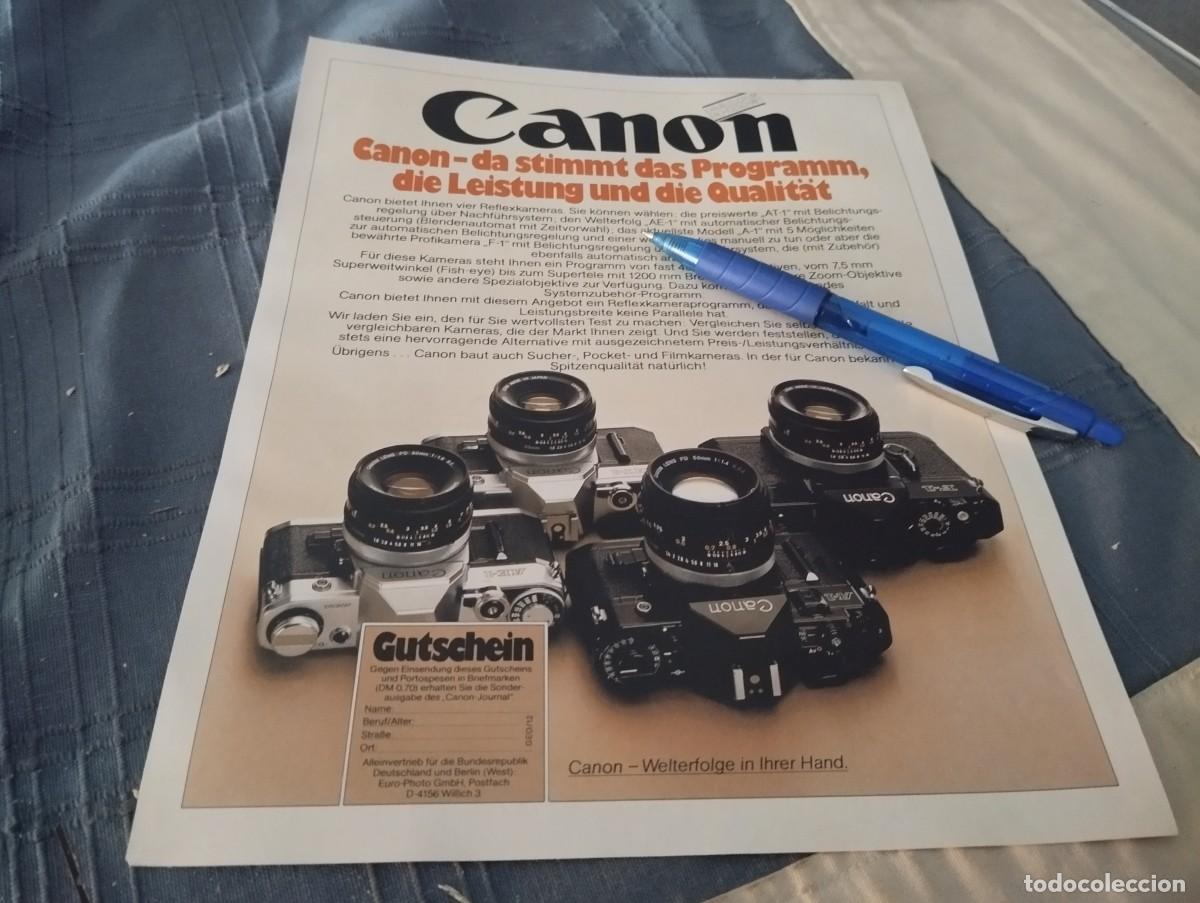 C&aacute;mara de fotos: CANON CAMARAS DE FOTOS CLIPPING HOJA ANUNCIO PUBLICIDAD REVISTA ALEMANA 1978