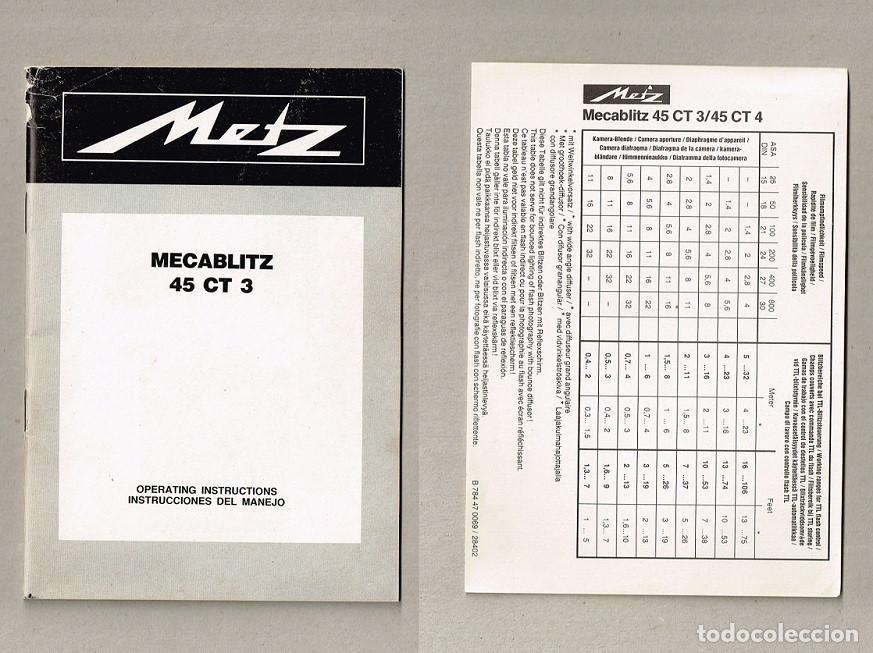 Fotokamera: Manual Flash Metz - Mecablitz 45 CT 3 - Instrucciones del Manejo