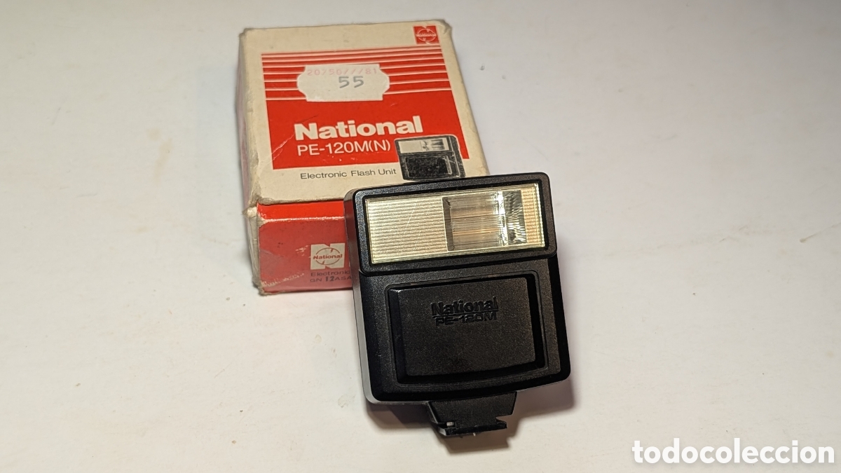C&aacute;mara de fotos: Flash electr&oacute;nico vintage National PE-120M(N) con su caja original