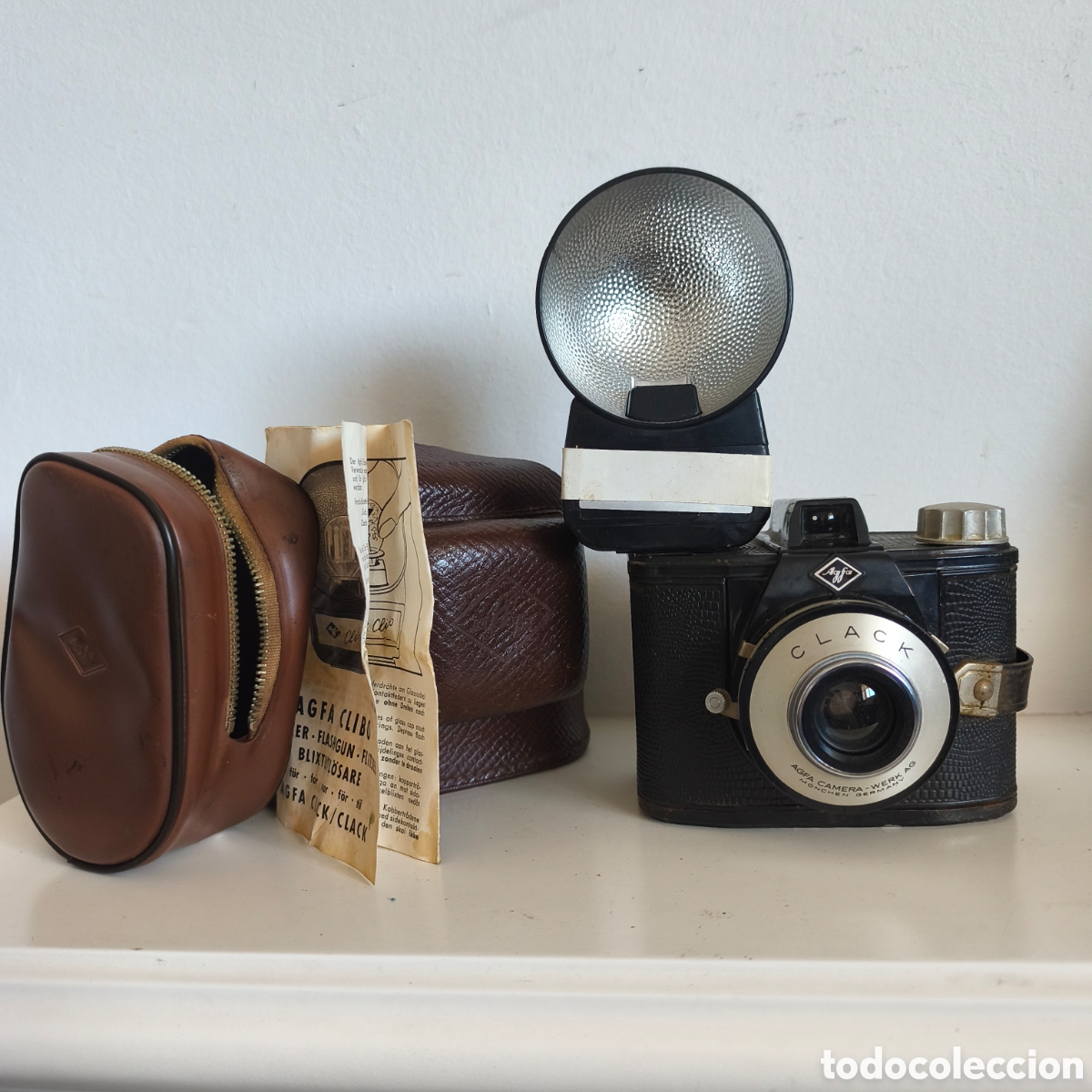 C&aacute;mara de fotos: AGFA CLACK 6x9 120 &ndash; 1950s &ndash; FLASH AGFA CLIBO 6865 &ndash; FUNDA + MANUAL ORIGINAL