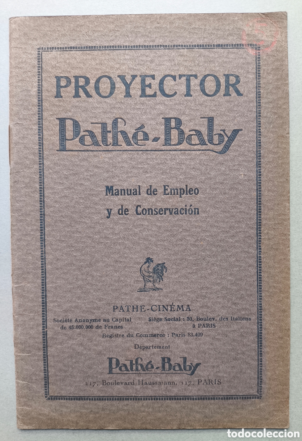 C&aacute;mara de fotos: PATH&Eacute;-BABY PROYECTOR MANUAL DE EMPLEO 1926