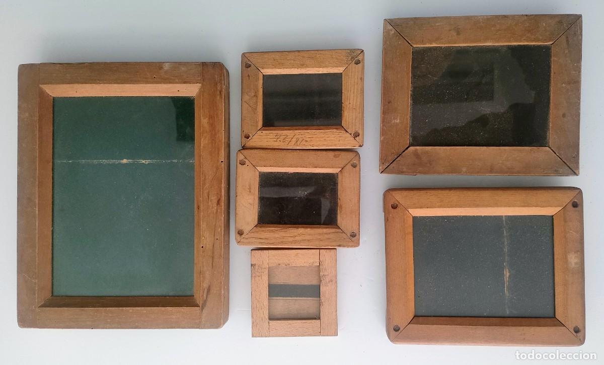 C&aacute;mara de fotos: LOTE DE 6 ANTIGUAS PRENSAS DE REVELADO DE MADERA DIFERENTES FORMATOS