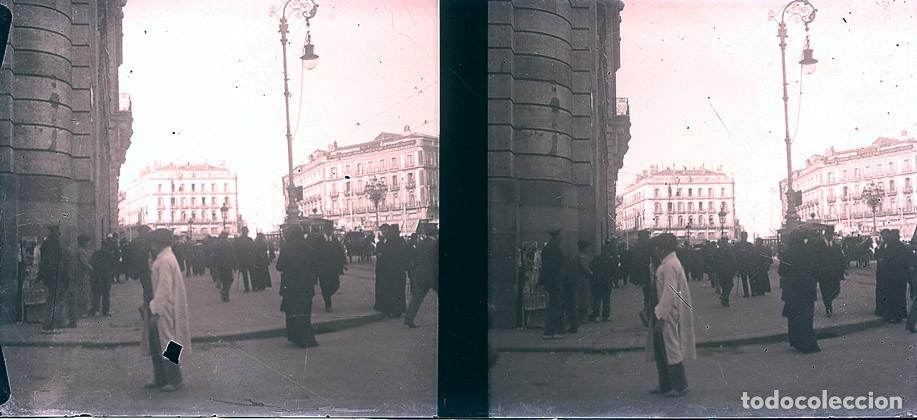 Appareil photos: MADRID PUERTA DEL SOL NEGATIVO CRISTAL 6 X 13 cm.