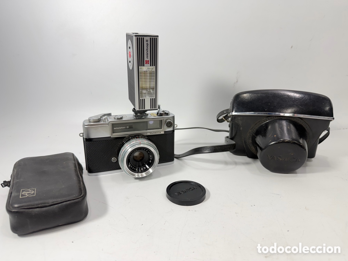 Fotocamere: C&aacute;mara Yashica Minister-D + Flash Minitec + Funda Original &ndash; A&ntilde;os 60