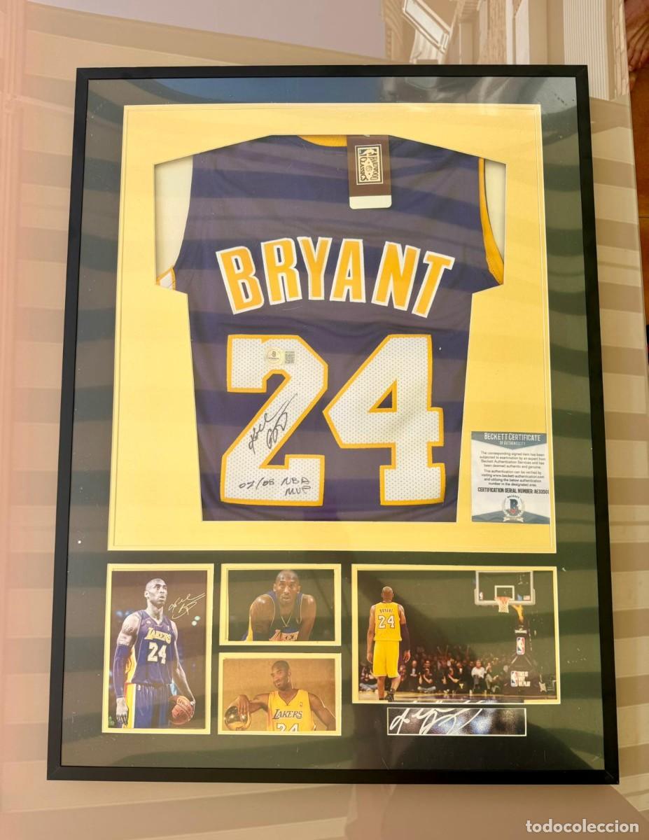 Coleccionismo deportivo: Camiseta Kobe Bryant #24 Firmada + Certificado Beckett &ndash; Los Angeles Lakers &ndash; Enmarcada &ndash;