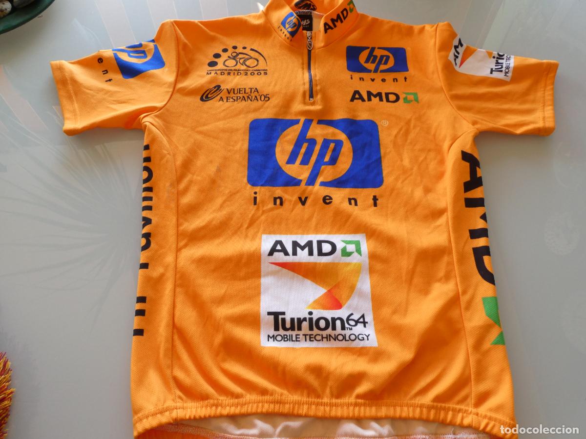 Coleccionismo deportivo: CAMISETA MAILLOT DE CICLISMO. VUELTA ESPA&Ntilde;A 2005 MUNDIALES UCI MADRID. ORDENADOR HP AMD. 150GR