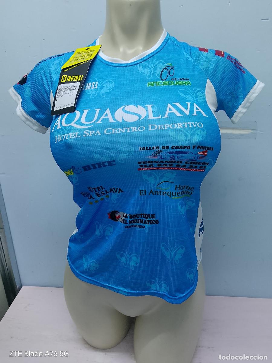 Sports collectibles: Club Ciclista Antequera Aquaslava fitness cycling girl chica mujer top camiseta S 38cts
