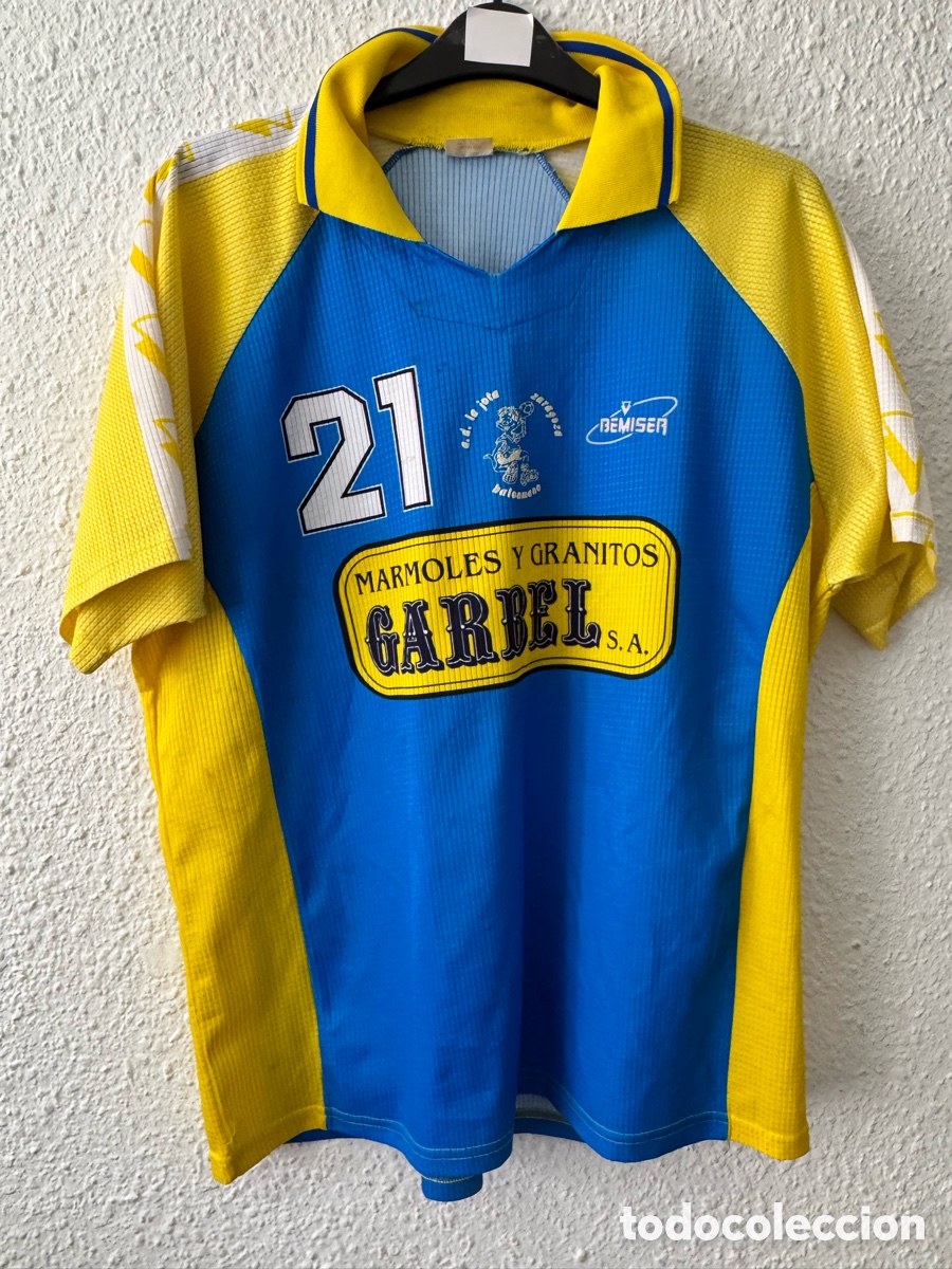 Collezionismo sportivo: Antigua Camiseta deportiva vintage N&deg;21 a.d la jota Zaragoza balonmano TALLA -L- BEMISER