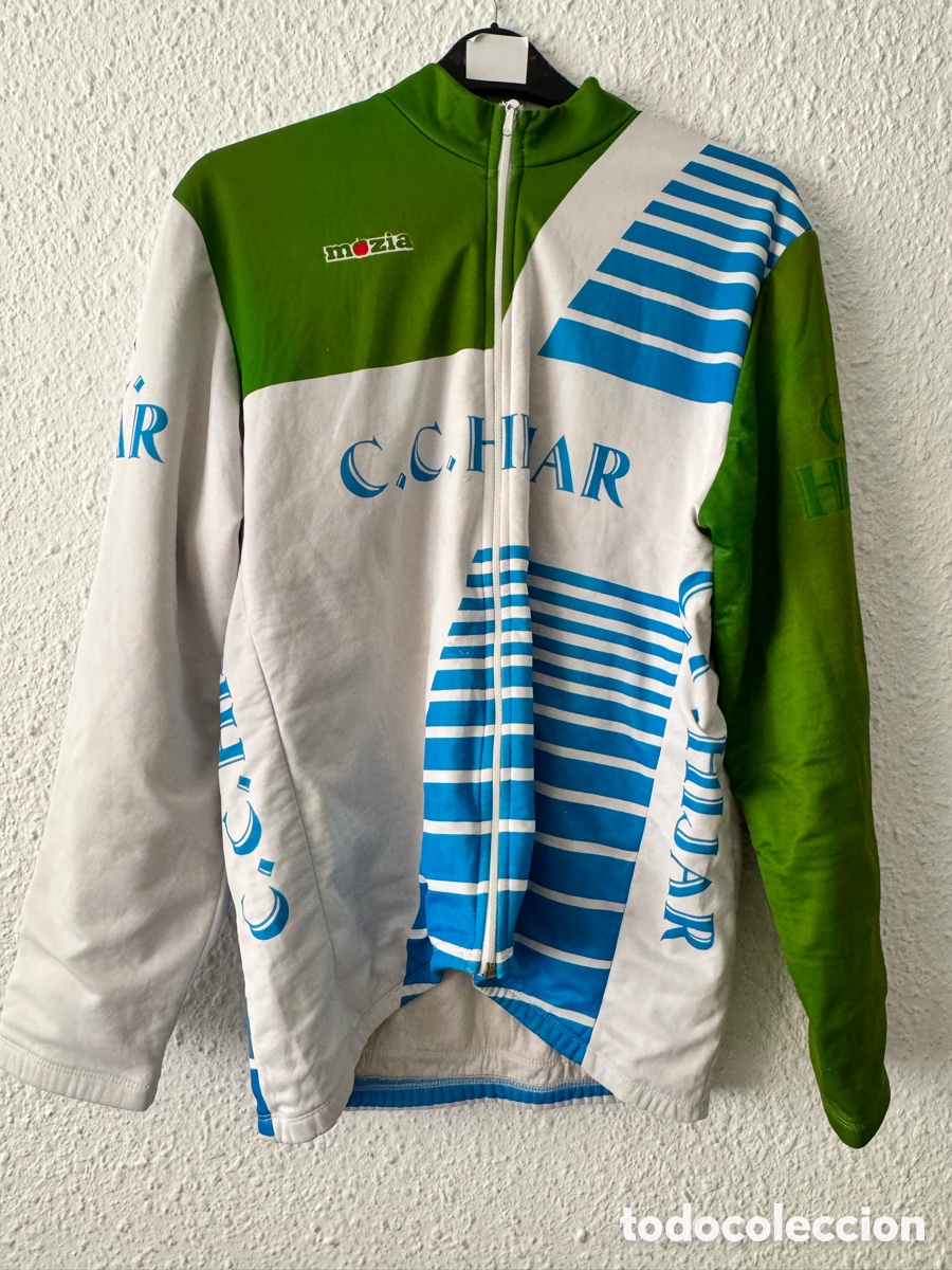 Collezionismo sportivo: Antiguo maillot de ciclismo vintage de manga larga C.C. HIJAR deportiva de F&uacute;tbol TALLA -1- Mozia