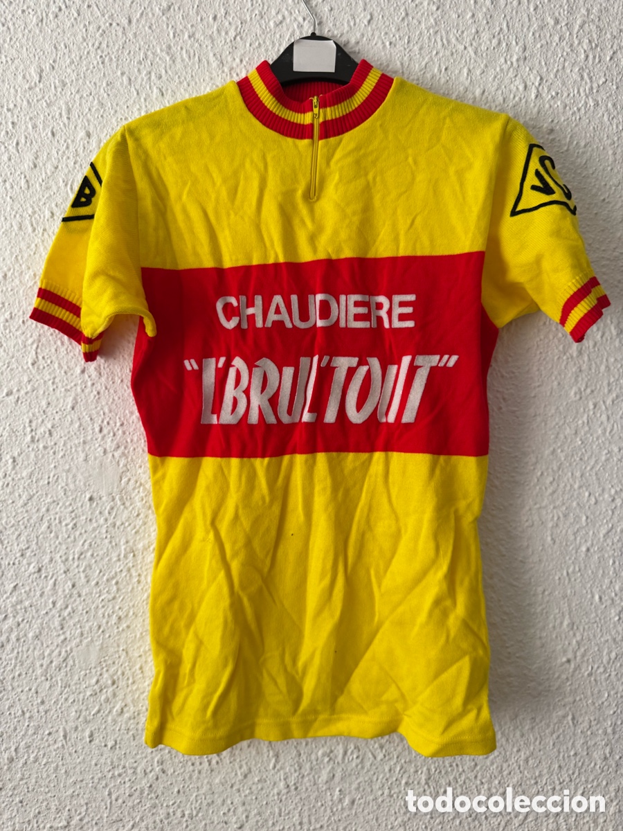 Sports collectibles: Antiguo maillot de ciclismo vintage deportivo CHAUDIERE 'L BRUL TOUT TALLA -22- Garlon