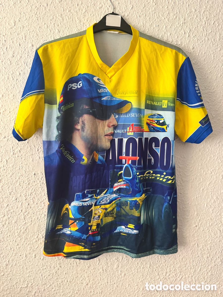 Sammelleidenschaft Sport: Antigua Camiseta deportiva vintage Fernando Alonso equipo Renault F1 TALLA -M-