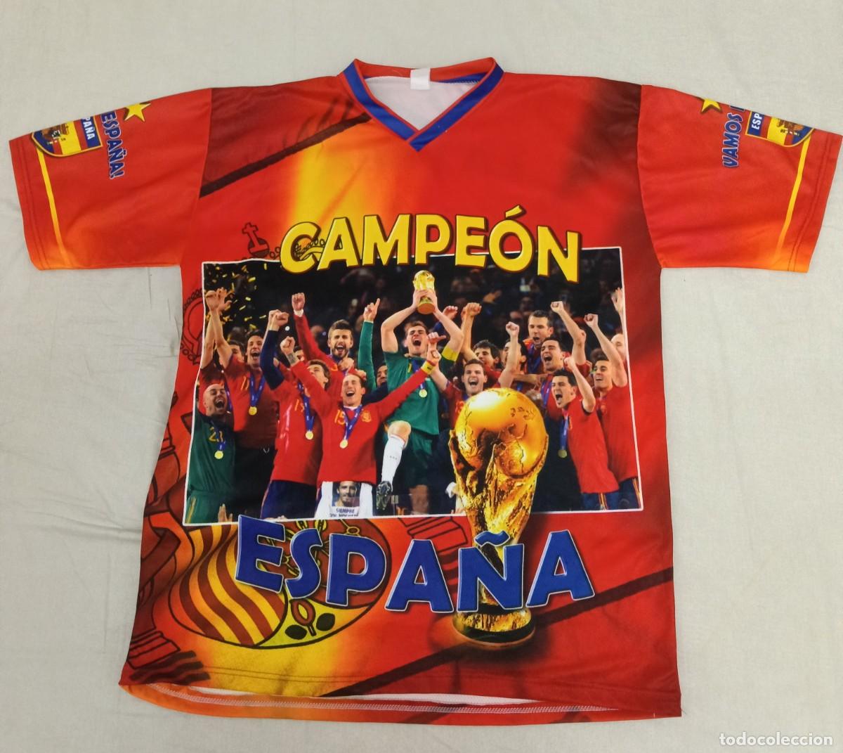 Coleccionismo deportivo: CAMISETA 100% POLI&Eacute;STER (Espa&ntilde;a campe&oacute;n del mundo)