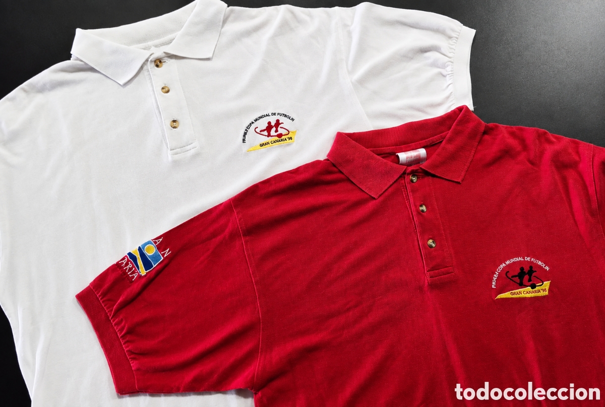 Coleccionismo deportivo: Polo vintage Hanes Gran Canaria '98 Primer Open Mundial de Futbol&iacute;n talla L