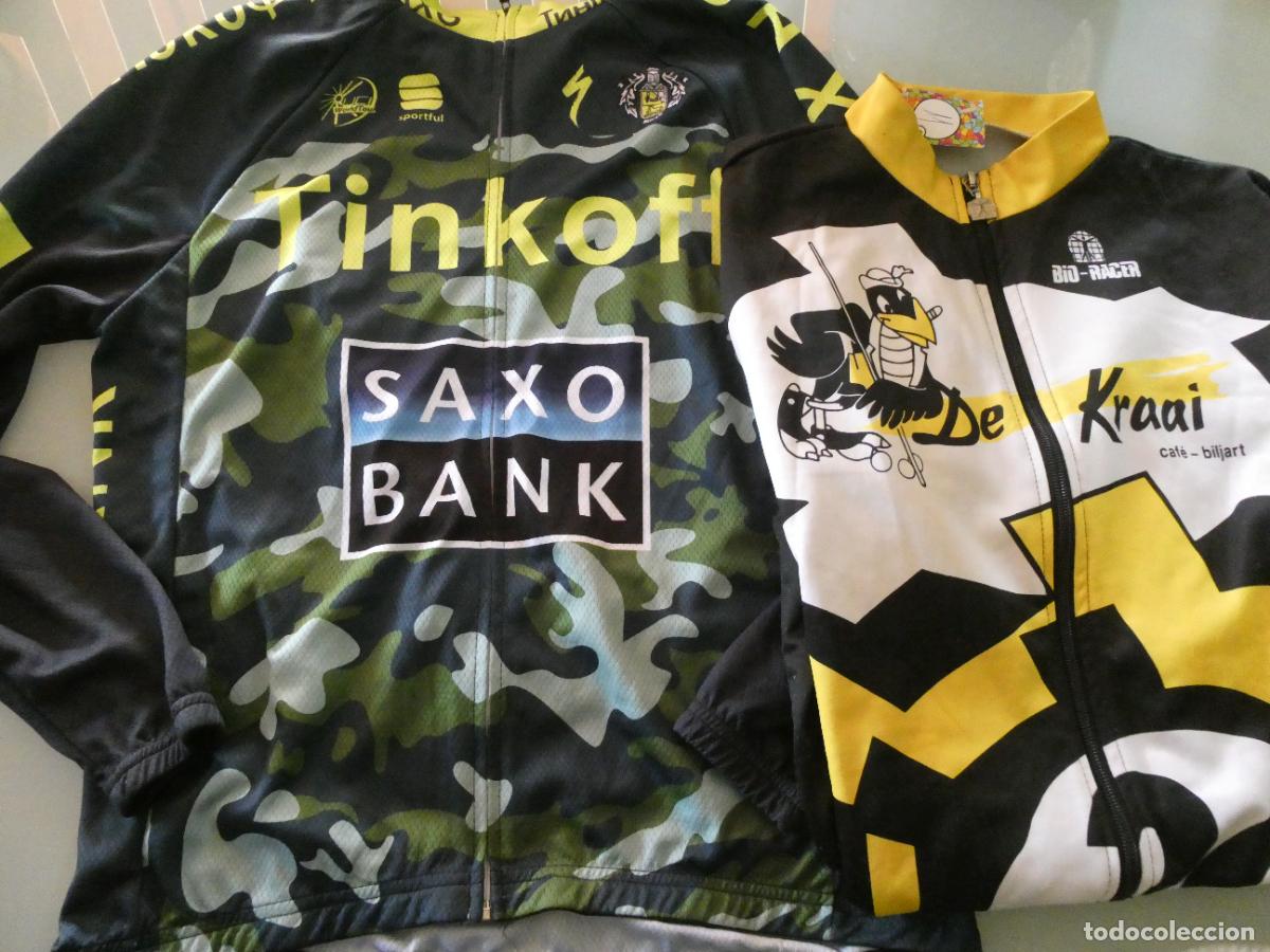 Coleccionismo deportivo: MAILLOT CICLISMO SAXO BANK TINKOFF TALLA XL MANGA LARGA. + REGALO CLUB BILLAR HOLANDA. 580GR