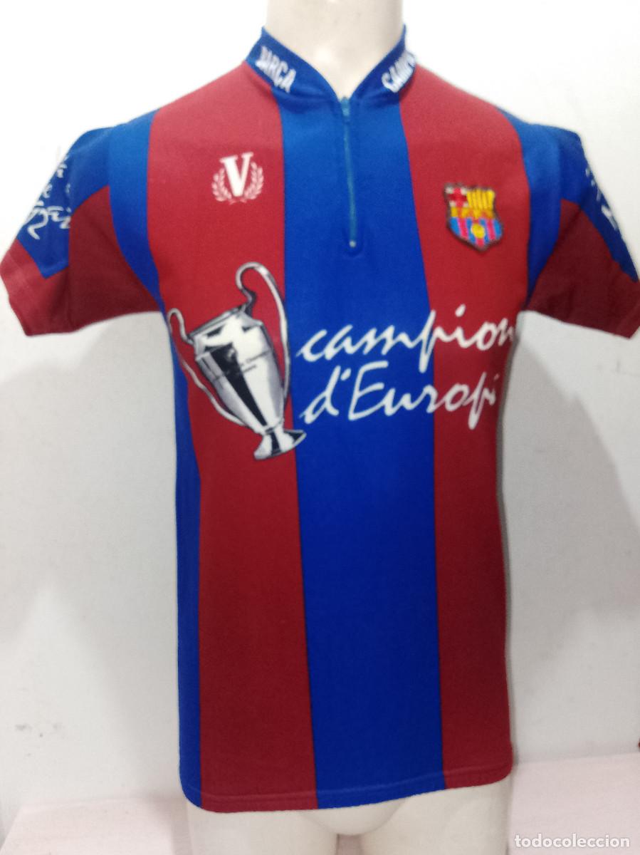 Coleccionismo deportivo: Cycling Bar&ccedil;a Wembley 1992 maillot ciclismo ciclista FC Barcelona escudo Meyba L 52cts