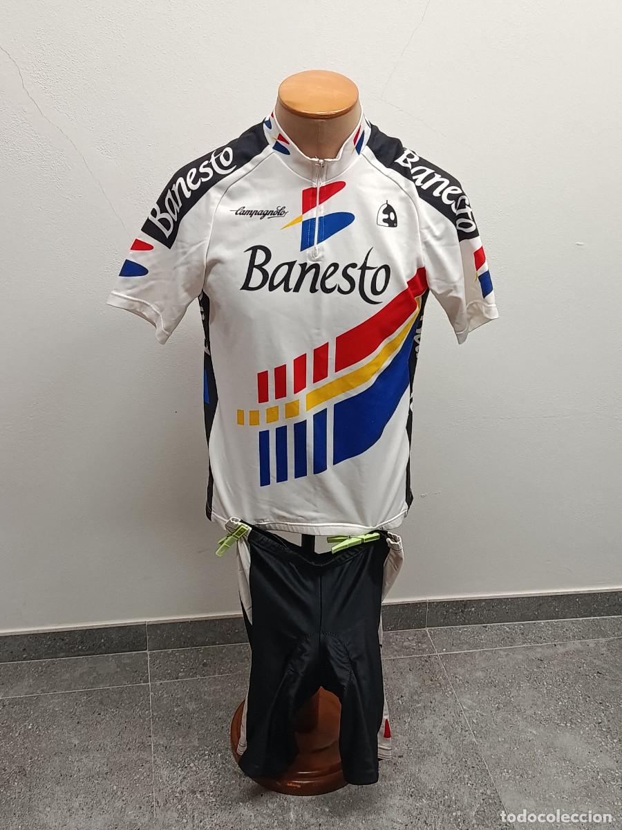 Colecionismo desportivo: TRAJE CONJUNTO CICLISMO BANESTO. MAILLOT T-7 Y CULOTTE T-6. ORIGINAL 1990 ETXEONDO. USADO.